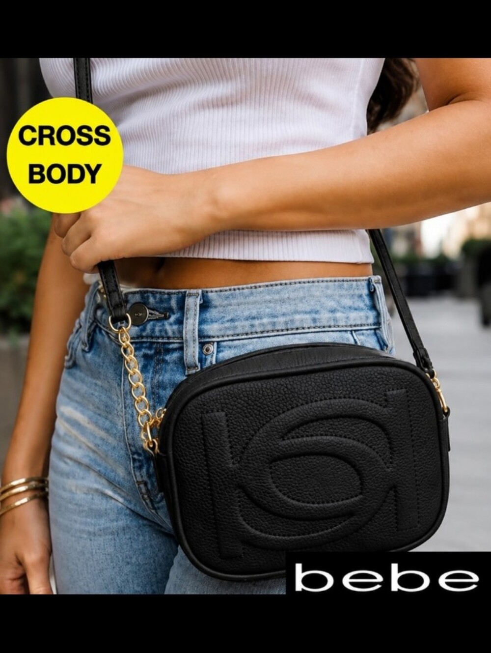 Black Bebe Crossbody Handbag Purse Brand New